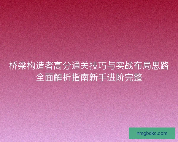 桥梁构造者高分通关技巧与实战布局思路全面解析指南新手进阶完整